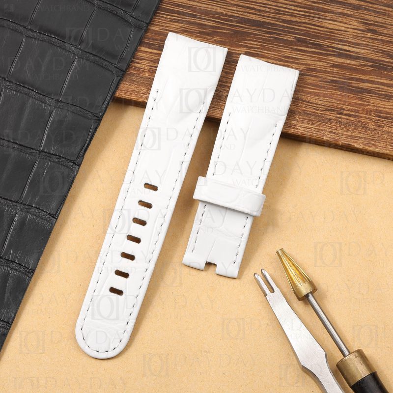 Daydaywatchband custom white alligator leather watch straps bands replacement for Corum Admiral’s Cup, Legend 38 42 44 48, GMT