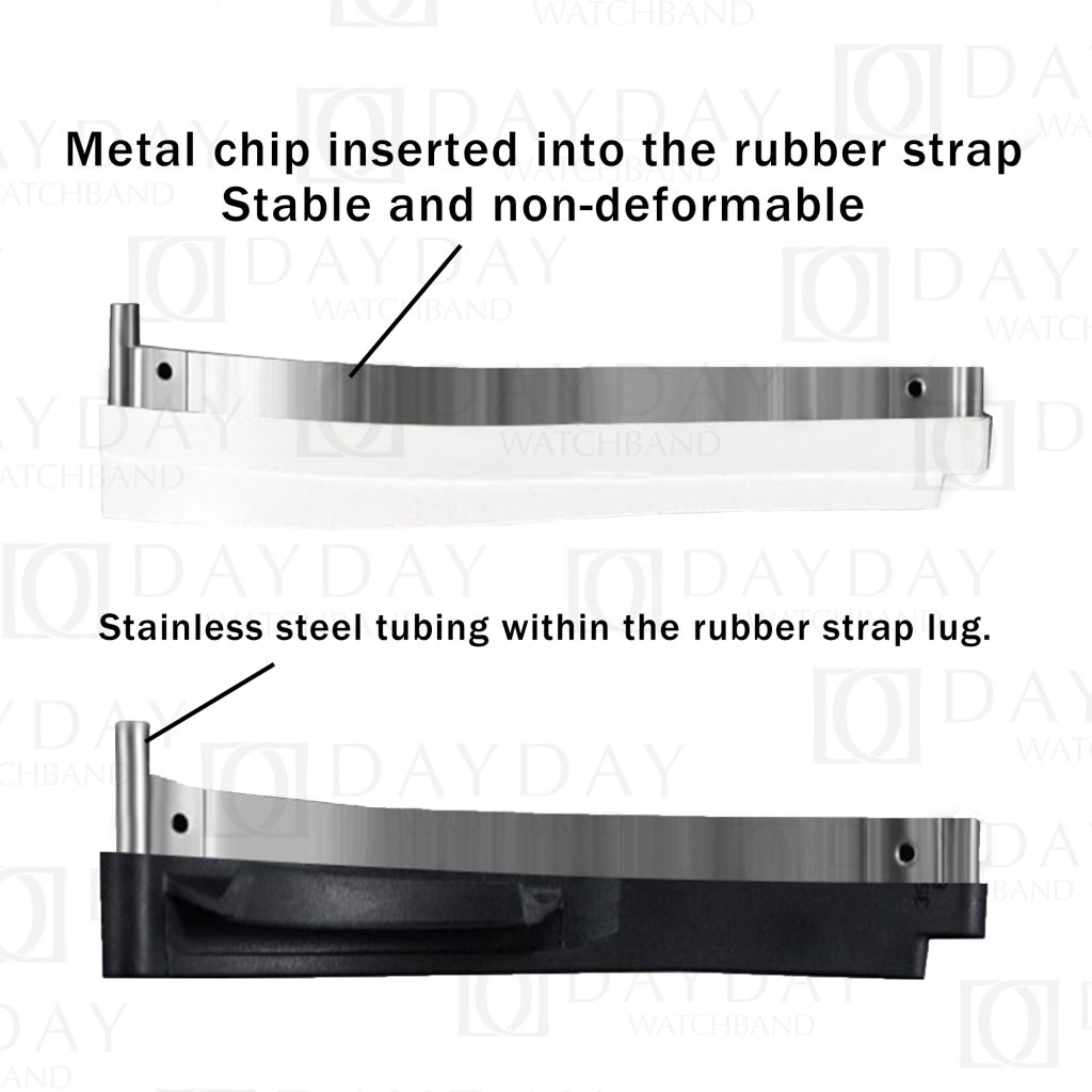 Rubber watch band for Rolex contains 0.1mm ultra-thin memory steel sheet,  no need to worry about breakage, ensuring your watch is foolproof