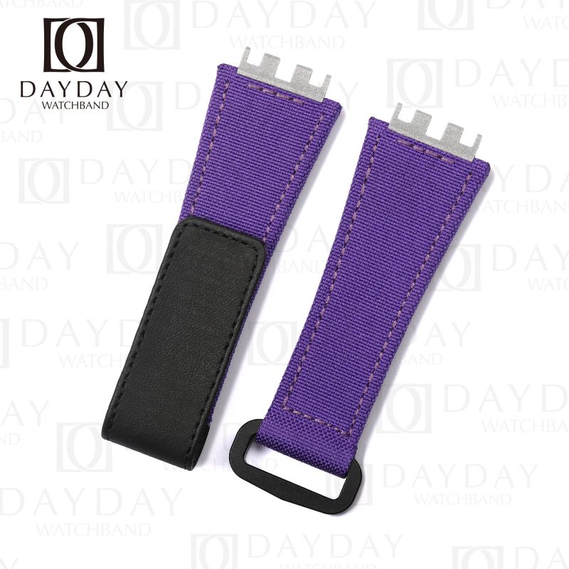 Shop Custom purple canvas velcro watch strap replacement watch accessories for 2022 hublot Big Bang E 440 online