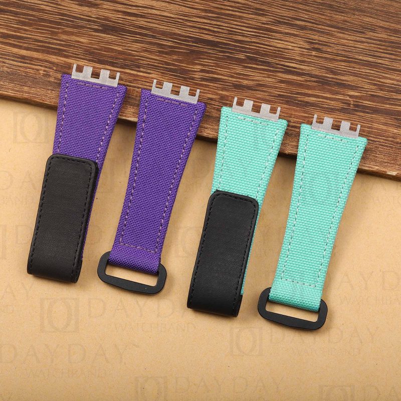 Shop Custom purple tiffany blue canvas velcro watch strap band replacement watch accessories for 2022 hublot Big Bang E 440 online