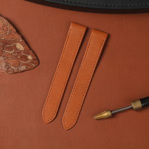 Brown Epsom leather watch strap band replacement for Cartier Santos Galbee