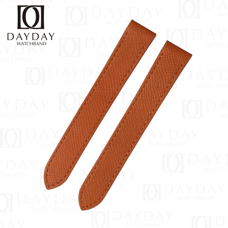 Brown Epsom leather watch straps bands replacement for Santos de Cartier Galbee