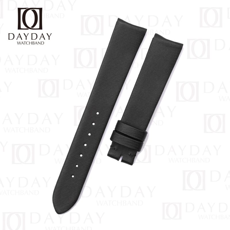 Buy curved end black satin watch belt replacement for Tudor, Rolex, Omega, Blancpain, and more watches aftermarket