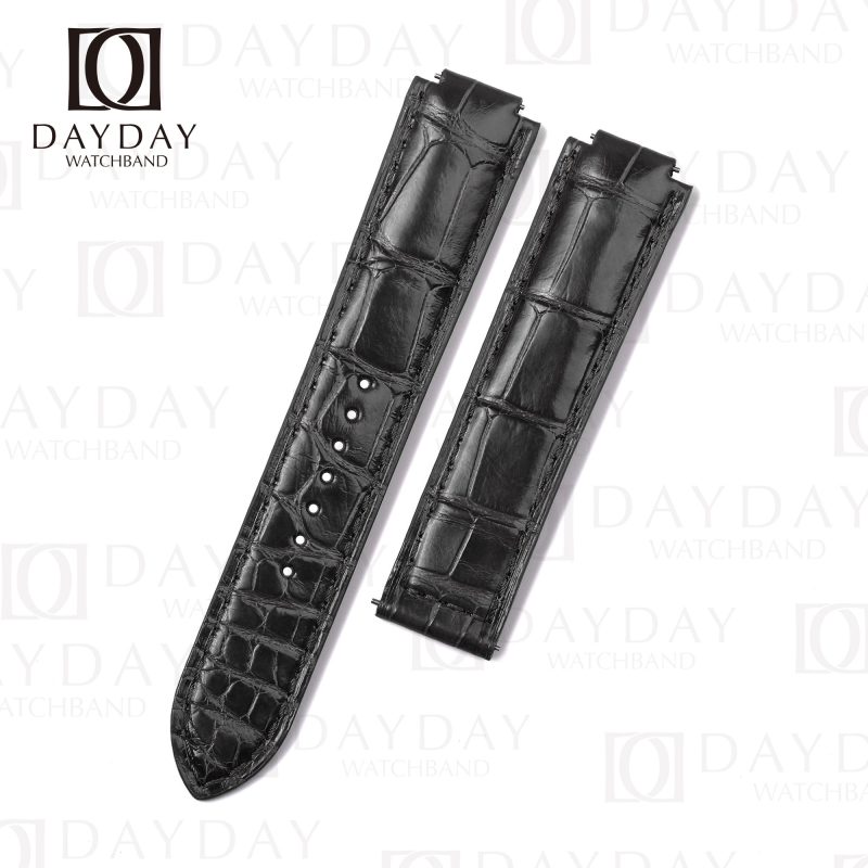 Buy custom black alligator leather watch strap leather band replacement for Cartier Ballon Bleu 28mm 33mm 36mm 42mm