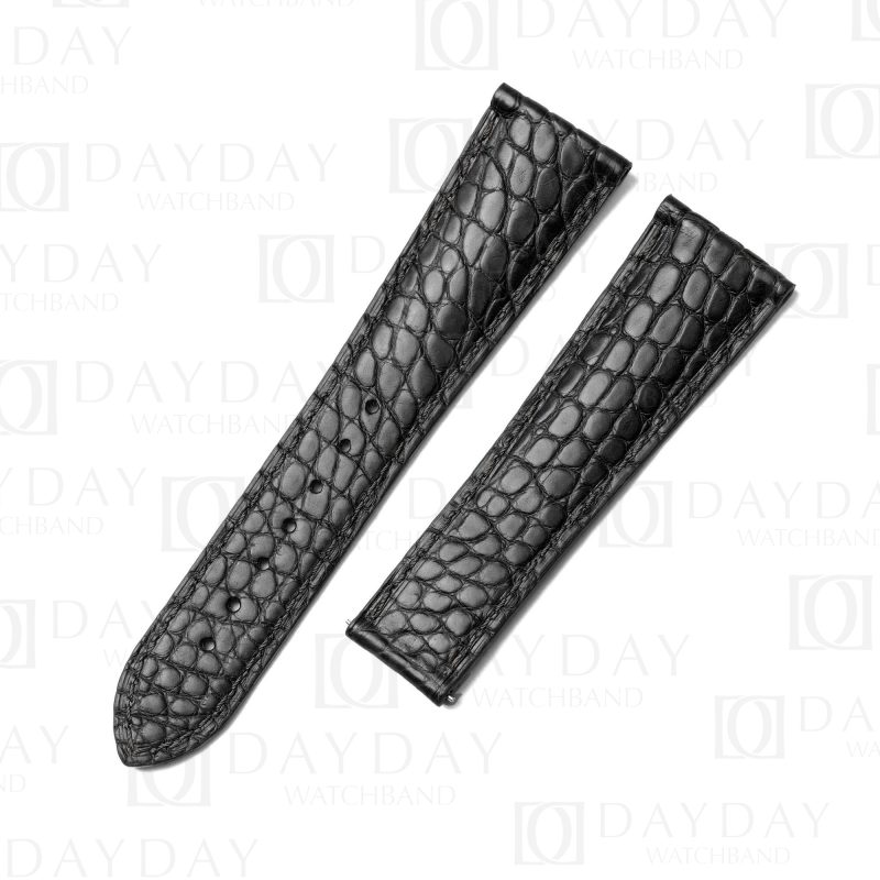 Buy handmade black round scale crocodile leather watch belt band strap replacement for Cartier Tank MC, Ronde,Louis aftermarket