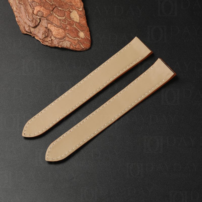 Cartier Santos galbee brown epsom leather watch strap band replacement with Itlian calfskin lining