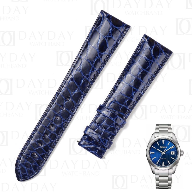 Custom alligator leather watch strap replacement for Citizen NB1050 59e, Eco Drive Automatic, Blue Angels men’s and ladies watches (2)