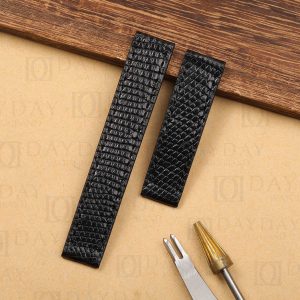 Custom hanmdade black lizard leather watch strap replacement for Cartier Tank Automatic, Ronde, Must, XL, Solo, Large, Francaise, Louis, Americaine, Vintage