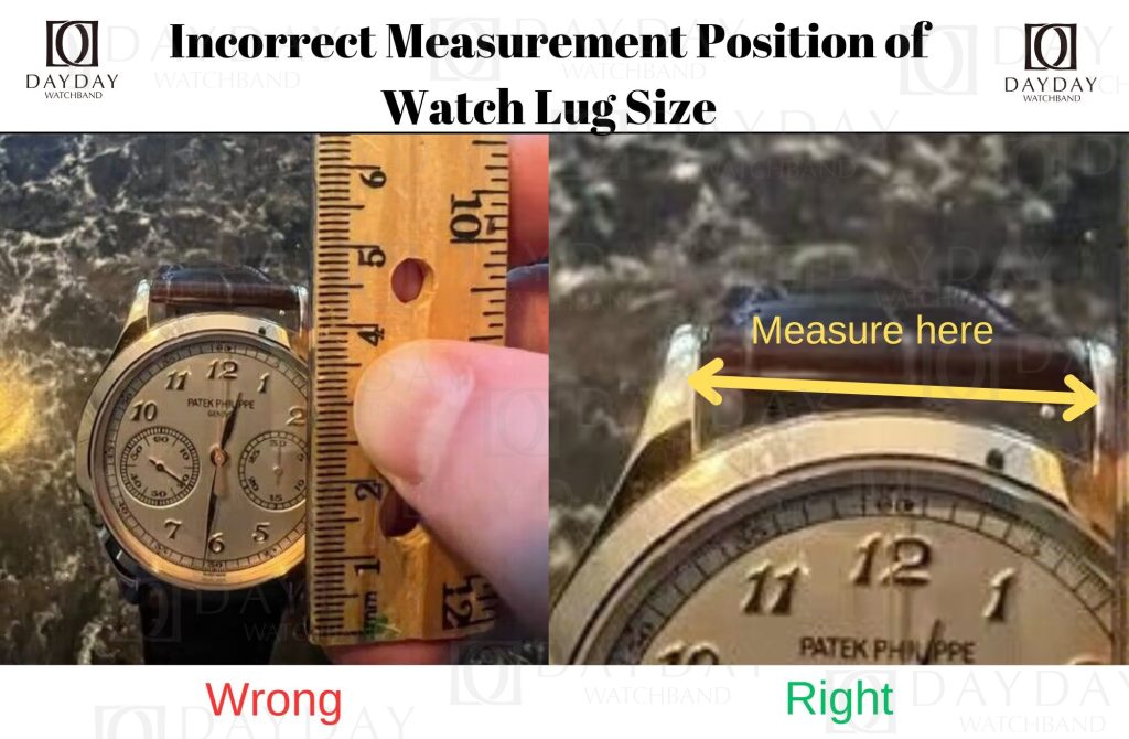 Daydaywatchband bespoke handmade watch band replacement guide Incorrect Measurement Position of Watch Lug Size