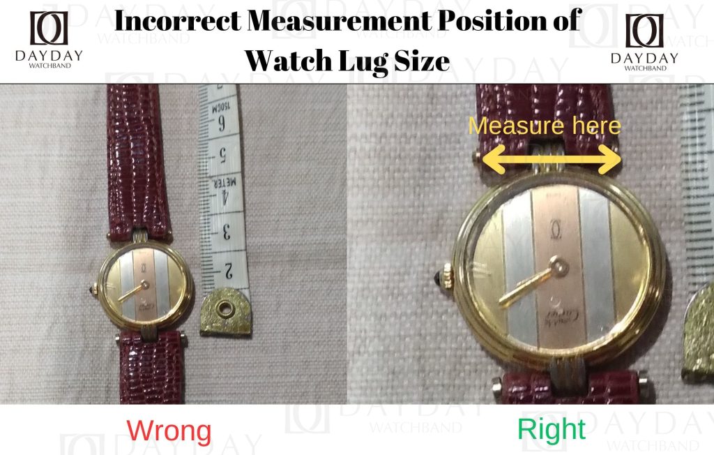 Daydaywatchband bespoke handmade watch band replacement guide Incorrect Measurement Position of Watch Lug Size (2)