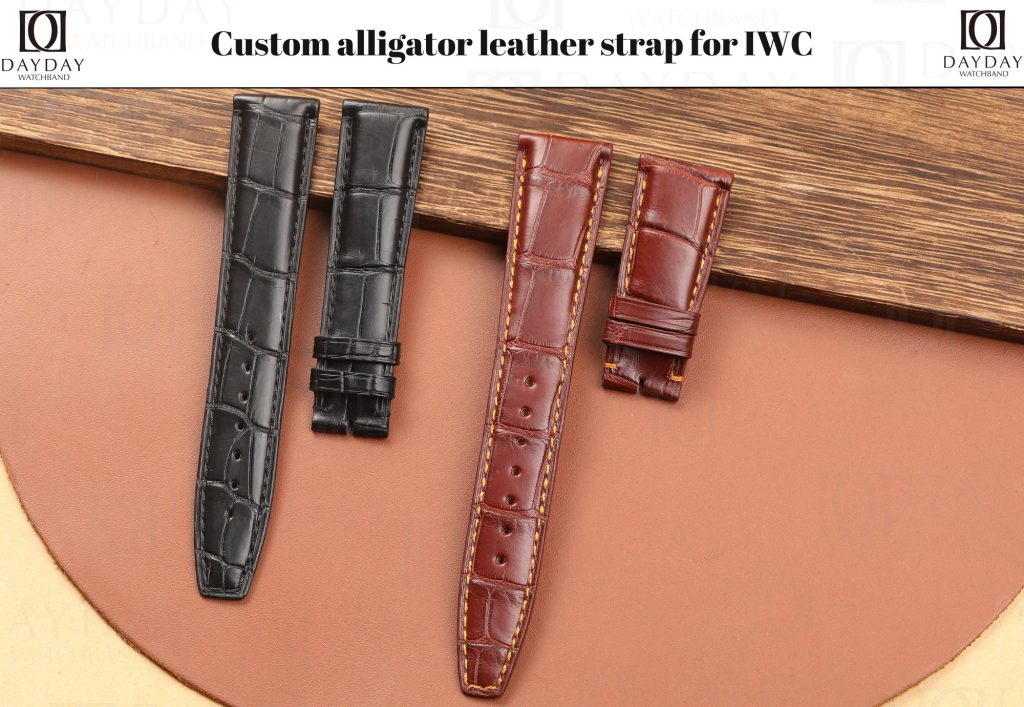 Daydaywatchband black brown alligator leather watch strap replacement for IWC Portugieser Portofino aftermarket 18mm 20mm