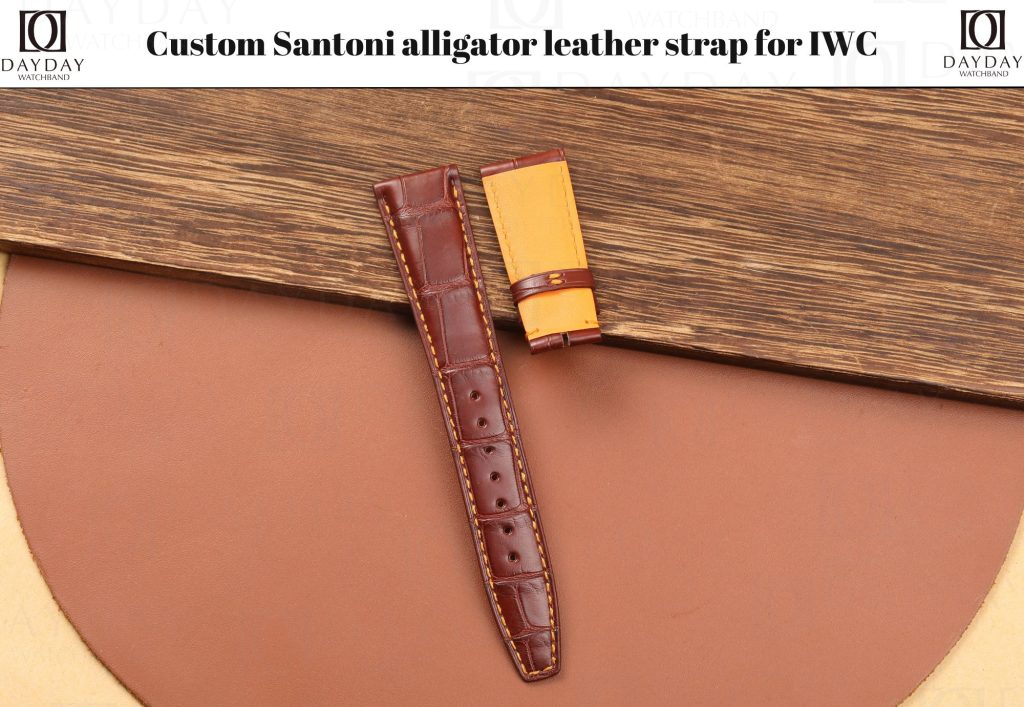 Daydaywatchband brown santoni alligator leather watch strap band replacement for IWC Portugieser Portofino aftermarket 18mm 20mm