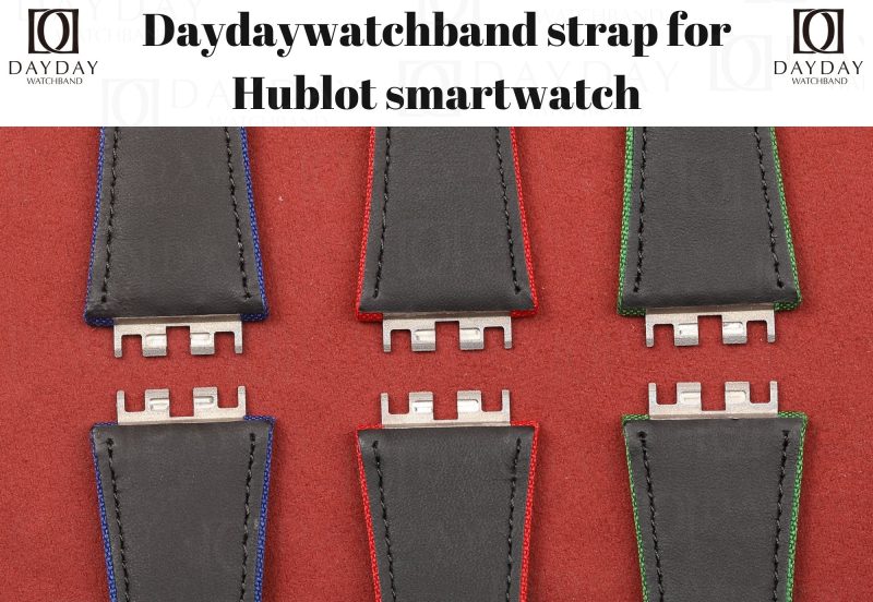 Daydaywatchband custom red blue green canvas velcro watch strap with original style metal insert for Hublot 440 Smart Watch 42mm