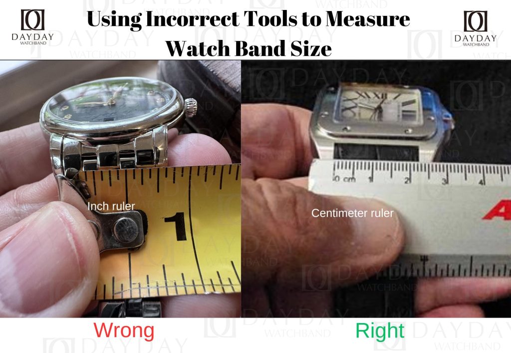 Daydaywatchband custom watch strap band inch ruler guide using incorrect tools to measure watch band size (2)