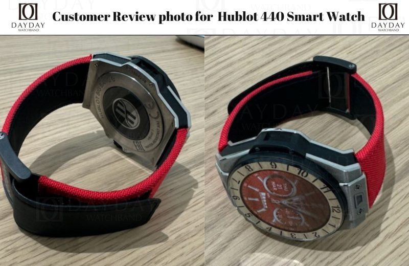 Daydaywatchband customer review photo of red canvas velcro watch strap Hublot Big Bang e Smart Watch 440 for sale