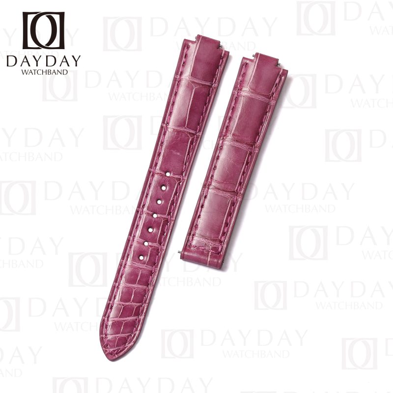 Genuine Purple alligator leather watch strap leather band replacement for Ballon Bleu de Cartier 28mm 33mm 36mm 42mm