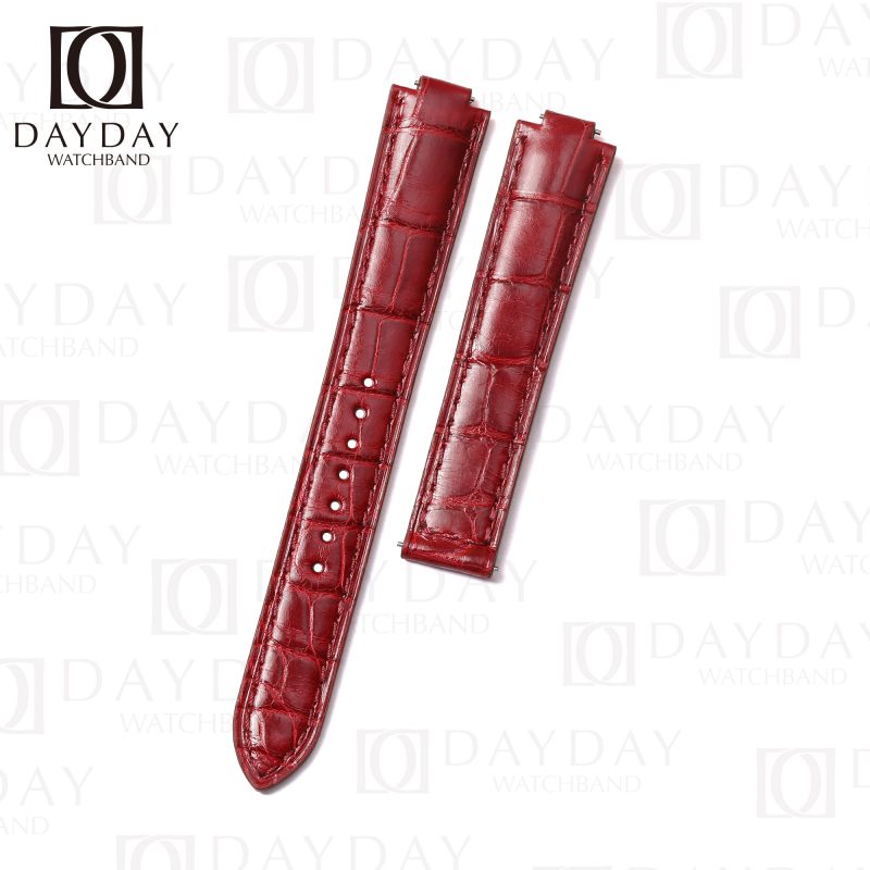 Genuine Red alligator leather watch strap leather band replacement for Ballon Bleu de Cartier 28mm 33mm 36mm 42mm (1)