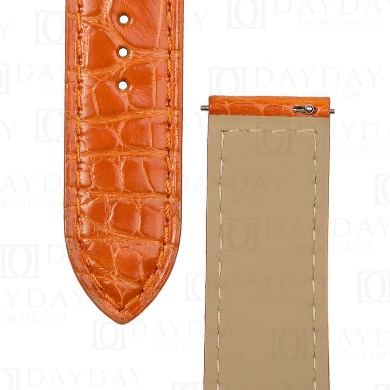 Genuine orange alligator leather watch strap leather band replacement for Ballon Bleu de Cartier 28mm 33mm 36mm 42mm (2)