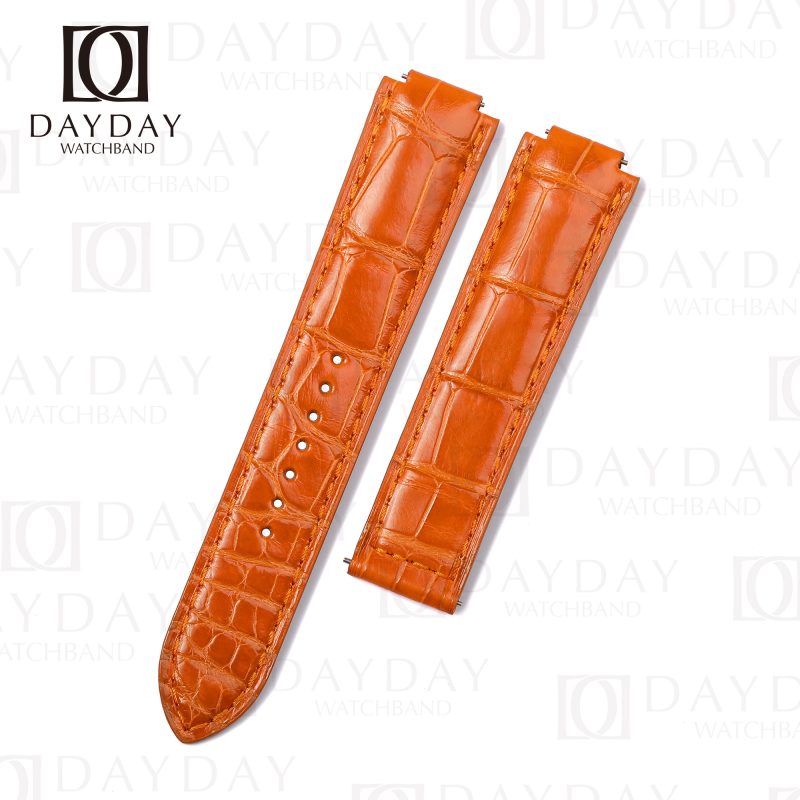 Genuine orange alligator leather watch strap leather band replacement for Ballon Bleu de Cartier 28mm 33mm 36mm 42mm