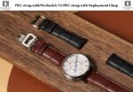 Handmade custom brown alligator leather strap with IWC Portugieser Portofino deployment Clasp and black crocodile leather band with Pin buckle (2)