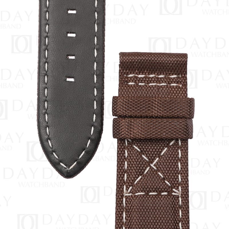 Handmade custom brown canvas watch band watch belt replacement for Patek Philippe Calatrava Pilot Travel Time 5524r men's watch