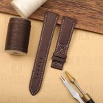 Handmade custom brown canvas watch strap watch band replacement for Patek Philippe Calatrava Pilot Travel Time 5524r men's watch (2)