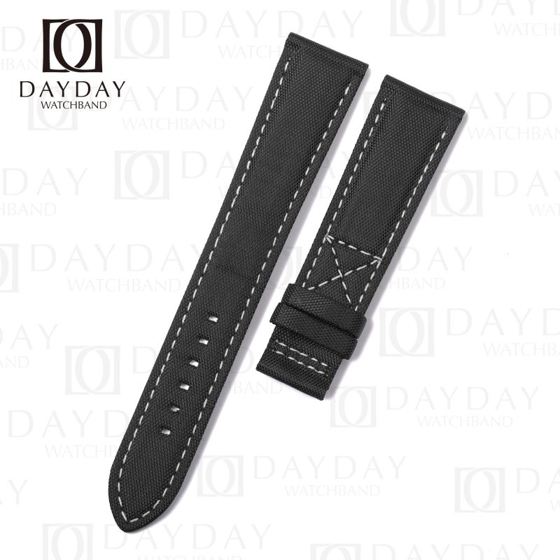 Personalized handmade black canvas nylon fabric watch straps replacement wristband for Patek Philippe PP Calatrava Pilot Travel Time 5524r men's watch