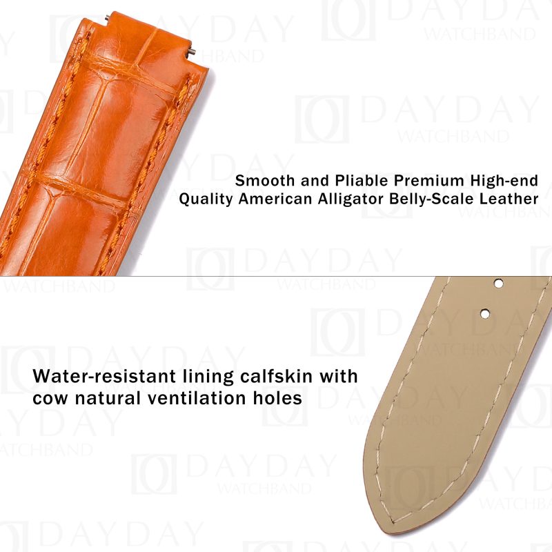 Shop Genuine orange crocodile leather watch straps leather band replacement for Ballon Bleu de Cartier 28mm 33mm 36mm 42mm aftermarket