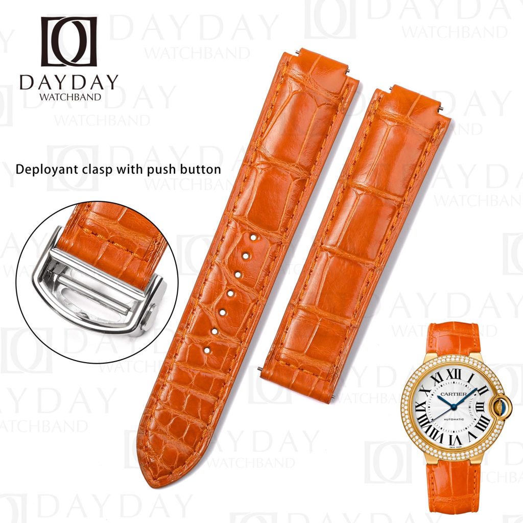 Shop bespoke genuine alligator leather watch band replacement for Ballon Bleu de Cartier 28mm 33mm 36mm 42mm