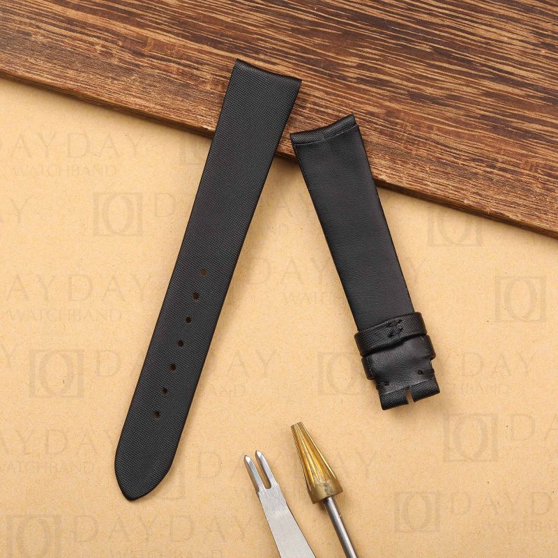 Shop curved end black satin watch strap replacement for Tudor, Rolex, Omega, Blancpain, and more watches aftermarket