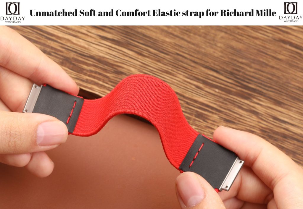 Unmatched Soft and Comfort red elastic watch straps bands replacement for Richard Mille RM 27,67, 35,55 and more models (2)
