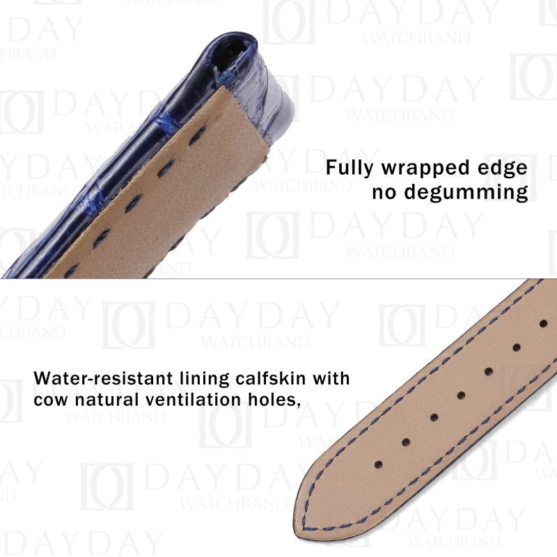 bespoke blue crocodile leather wrist bands bracelet for Citizen NB1050 59e, Eco Drive Automatic, Promaster Diver, Calendrier, Nighthawk men’s and ladies watches