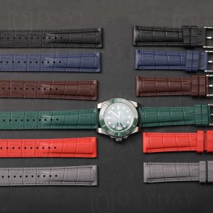 Alligator lines rubber black red green brown grey blue watch strap band belt replacement for Rolex Submariner, Omega, Blancpain men’s and ladies watch