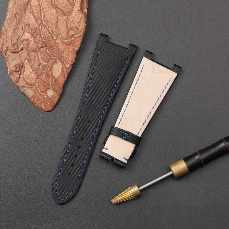 Buy custom handmade black canvas fabric watch strap band replacement for Girard Perregaux Laureato Automatic Blue Green 38mm 41mm 42mm for sale (2)
