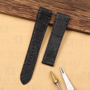 Buy genuine black lizard leather quickswitch watch strap band replacement for Cartier Santos Medium Large XL for sale aftermarket (2)