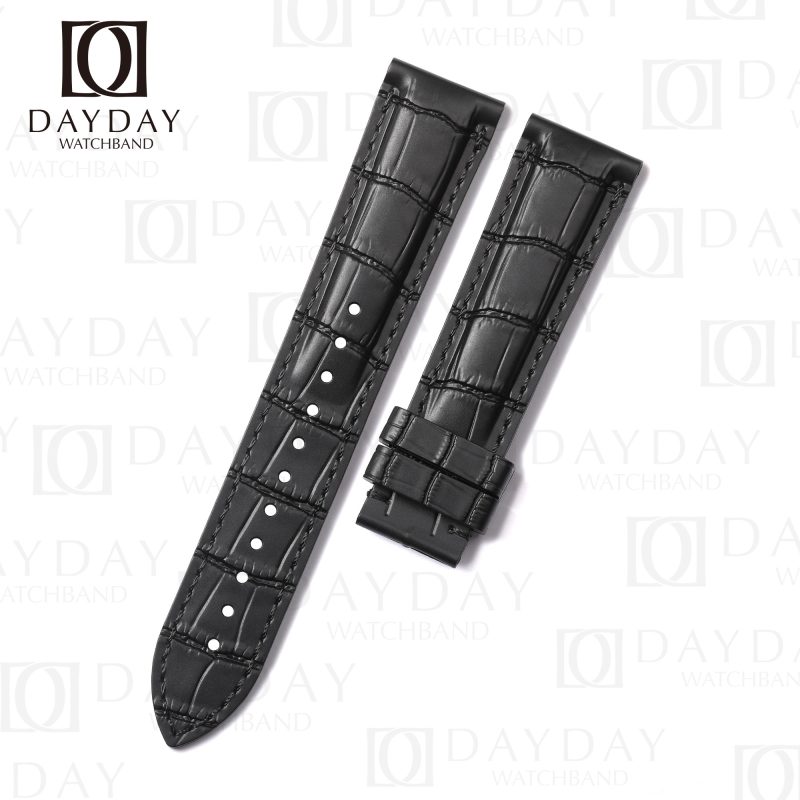 Crocodile pattern rubber silicone black strap band belt for Rolex, Omega, Panerai, Tudor, Patek Philippe, Tudor, TAG Heuer, Grand Seiko, Audemars Piguet, Breitling