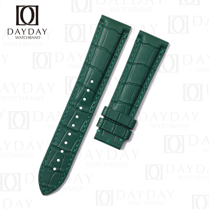 Crocodile pattern rubber silicone green strap band belt for Rolex, Omega, Panerai, Tudor, Patek Philippe, Tudor, TAG Heuer, Grand Seiko, Audemars Piguet, Breitling (2)