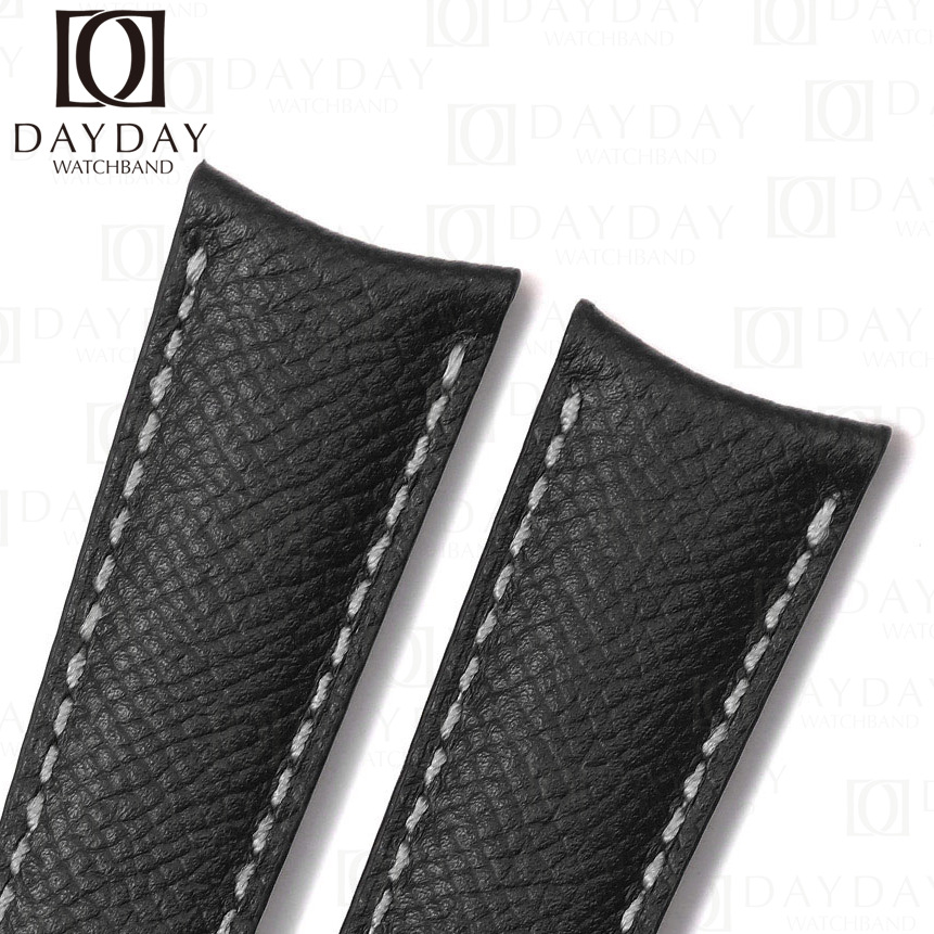 Custom curved end Epsom leather watch strap for Audemars Piguet Millenary