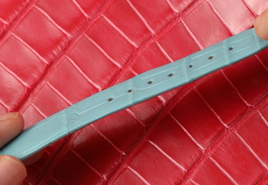 Custom ice blue pink flat crocodile leather watch strap band replacement for Franck Muller Cintree Curvex Color Dreams, Long Island, Geneve, Casablanca for sale (2)