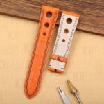 Custom orange alligator leather rally band replacement for Chopard Racing Watch Mille Miglia