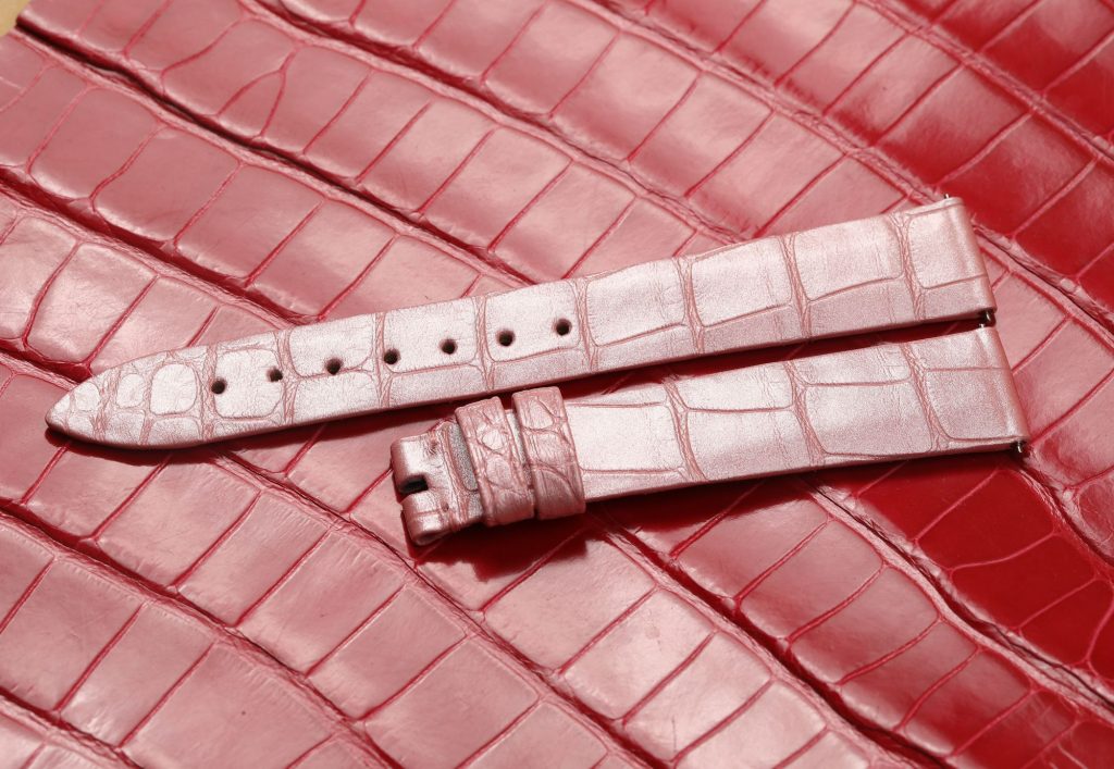 Custom pink alligator leather watch strap band replacement for Franck Muller Cintree Curvex Color Dreams, Long Island, Geneve, Casablanca for sale
