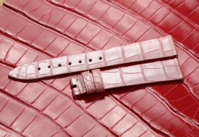 Custom pink alligator leather watch strap band replacement for Franck Muller Cintree Curvex Color Dreams, Long Island, Geneve, Casablanca for sale