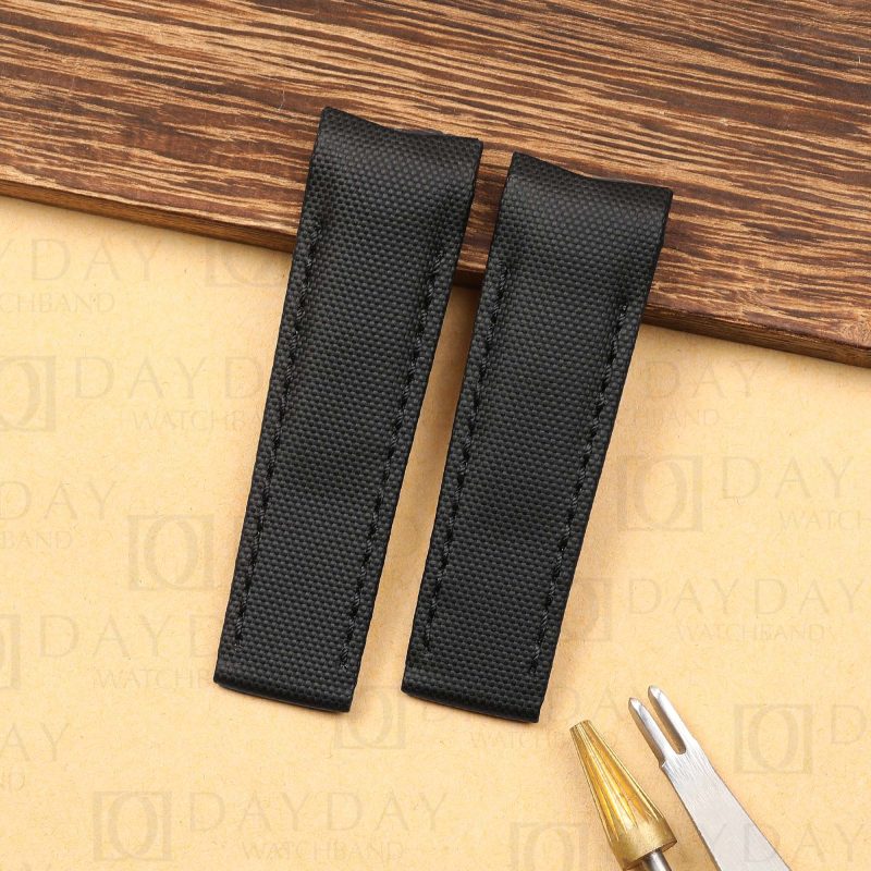 Handmade black canvas nylon fabric watch strap band replacement for Corum Admirals Cup legend 38 42 44 48 aftermarket