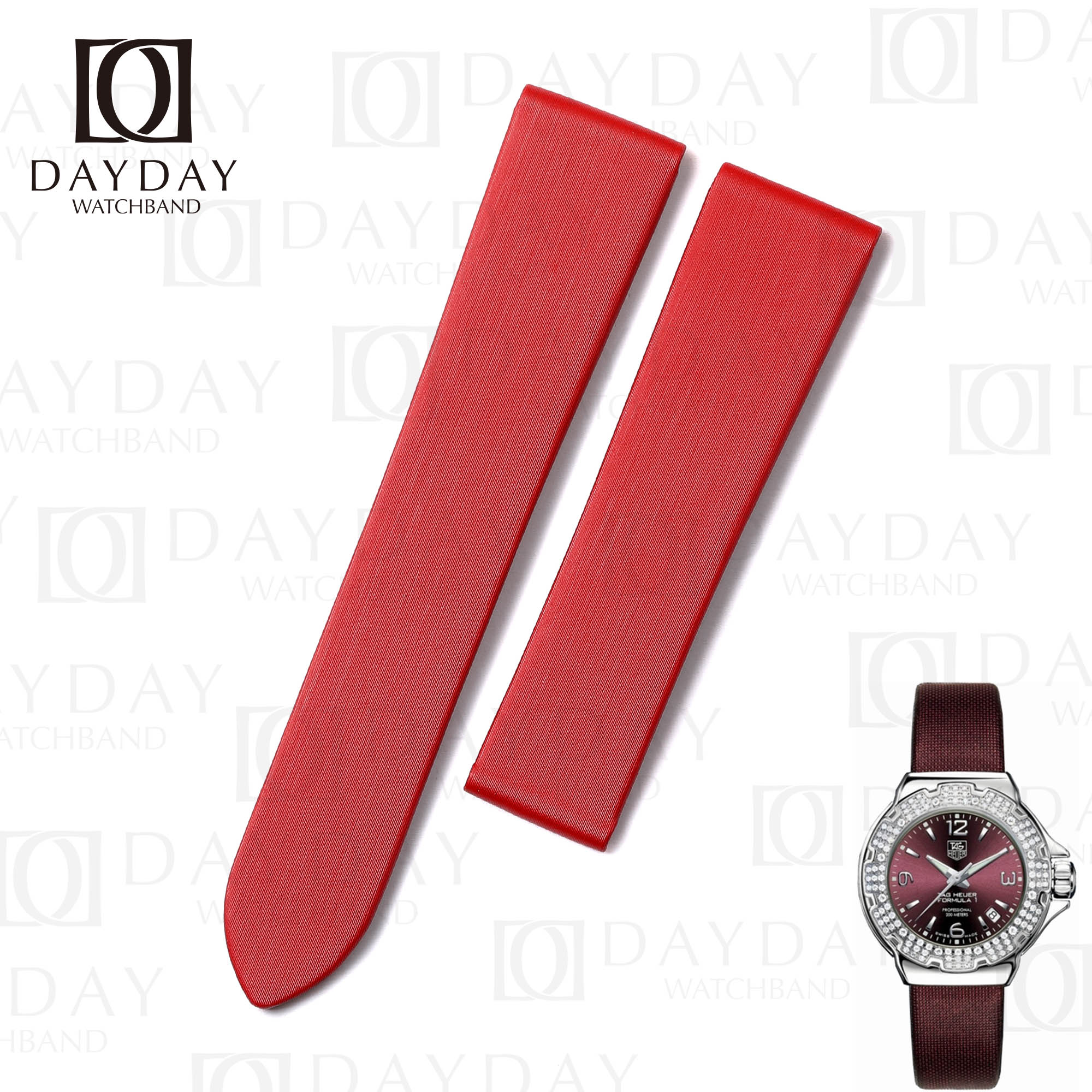 thumbnail interactive-video image 1 of 22mm Black Leather Watch Band With Red Stitching – Deployment Clasp – Fits Tag Heuer & Other 22mm Lugs 1 of 3