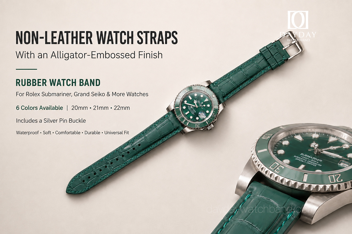 Non-Leather-Watch-Straps-with-an-Alligator-Embossed-Finish-Rubber-watch-band-for-Rolex-Submariner