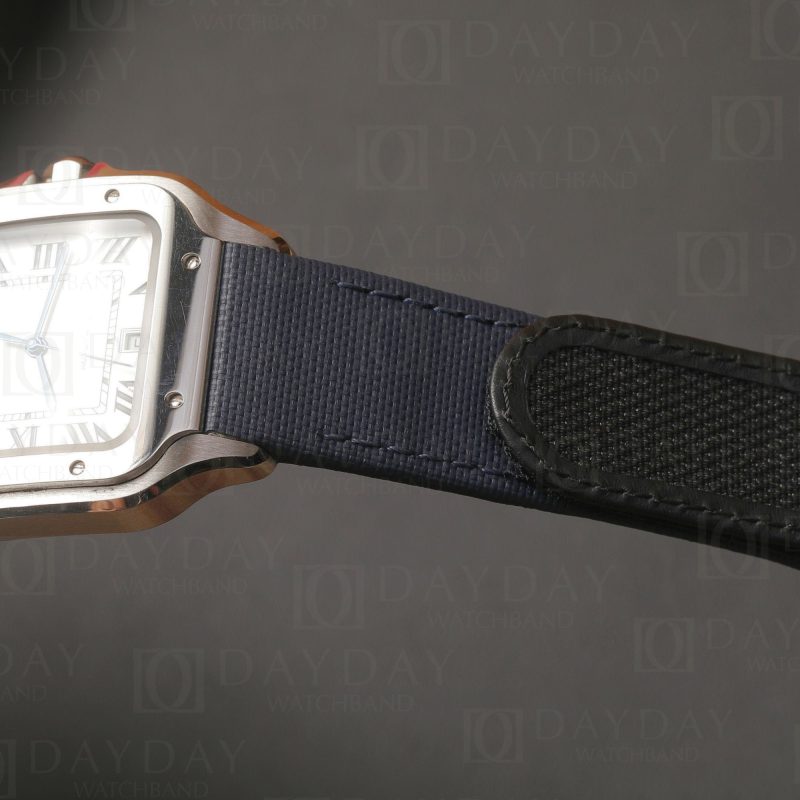 Seamless fit canvas velcro strap replacement for Cartier Santos Medium Large XL aftermarket