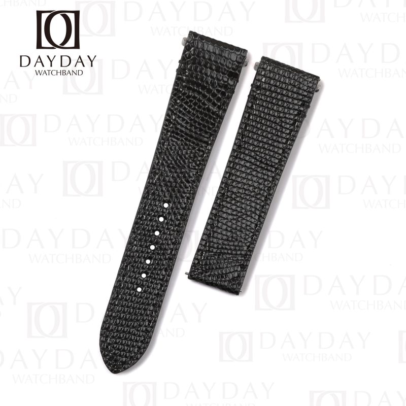 Shop bespoke quick release black lizard leather watch strap band replacement for Cartier Santos Medium Large XL for sale aftermarket (2)