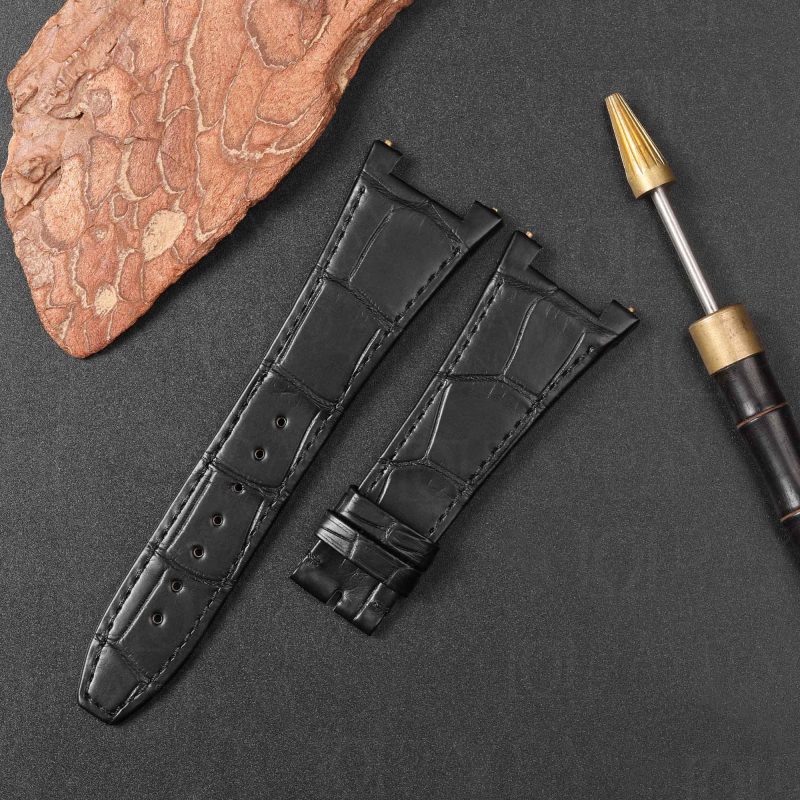Shop black Custom alligator leather watch bands strap replacement for IWC Big Ingenieur Iw500501, Iw378403, Iw378406 (2)