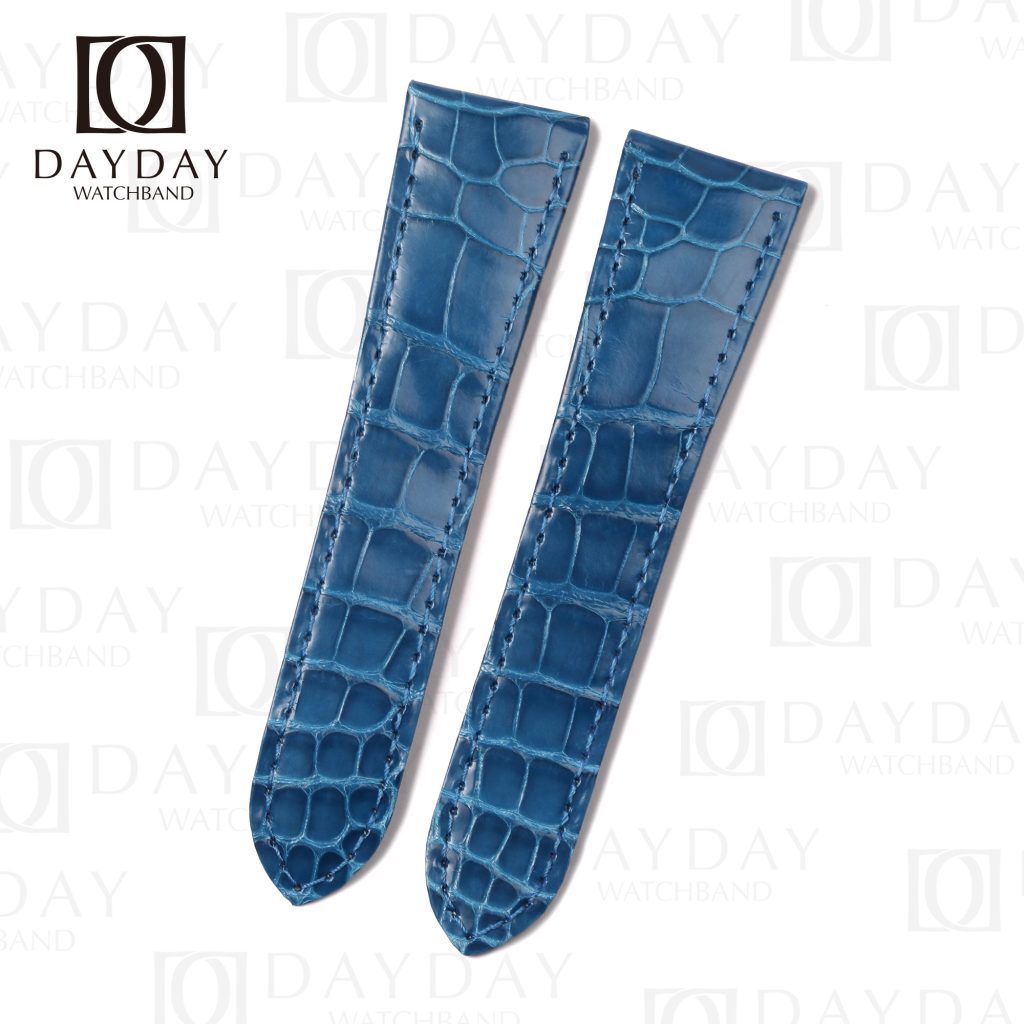 Shop handmade Ice Blue Alligator leather watch straps replacement for Cartier Tank Blue MC, Large,Tank Must,Solo,Francaise,Americaine,Anglaise for sale