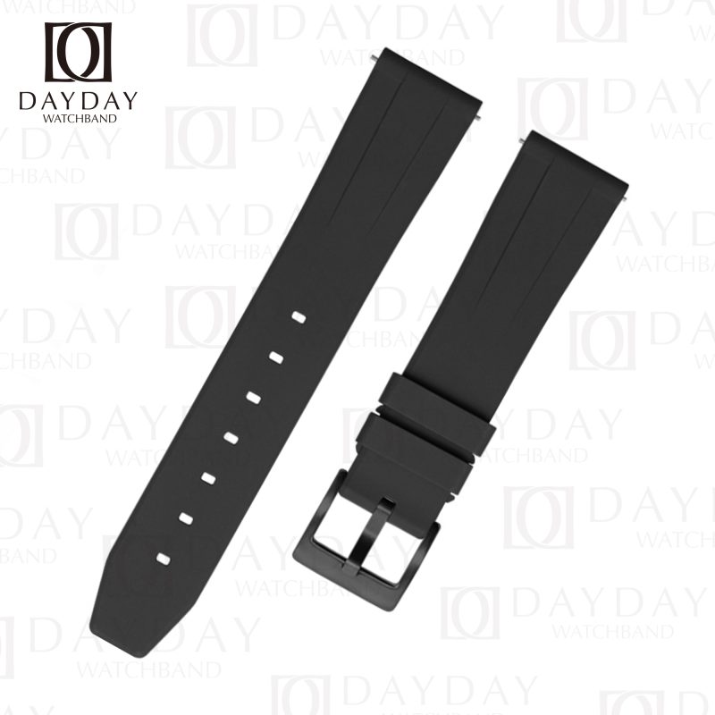 Best black FKM rubber watch strap belt replacement with black pin buckle for Rolex Omega Seamaster Tissot, Breitling Tag Heuer Panerai Longines Seiko Tudor for sale